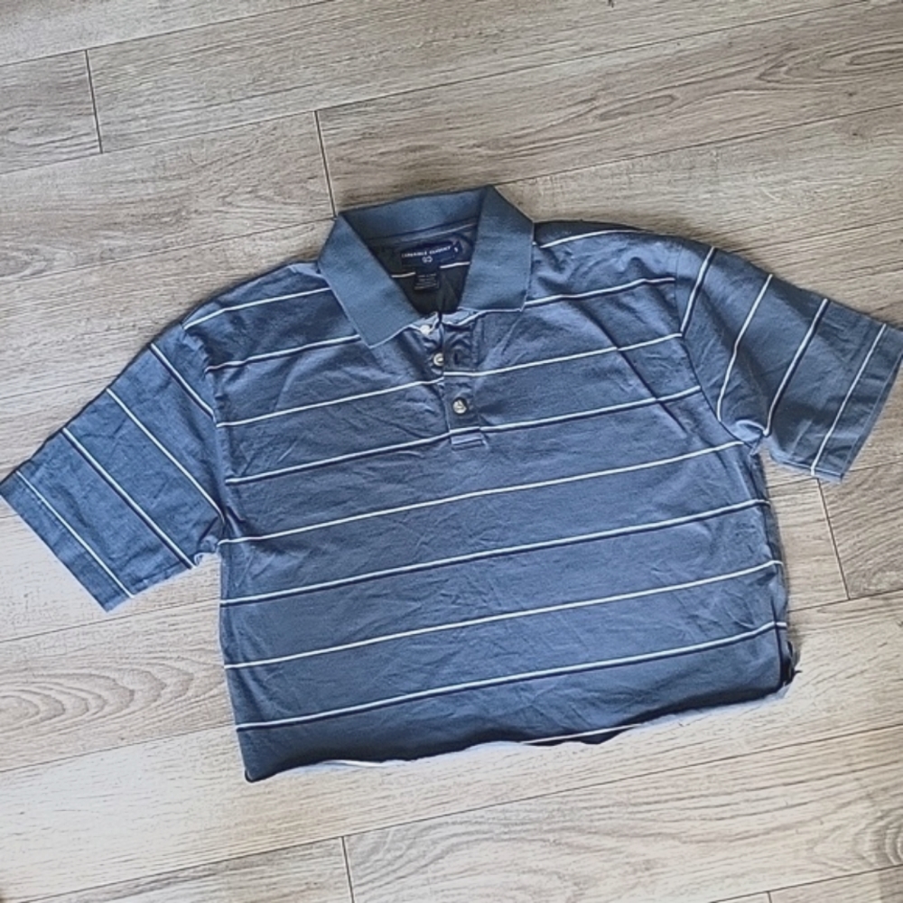 Preppy cut off collard shirt 👕 blue L XL - Picture 3 of 8